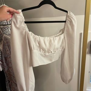 Princess Polly square neck long sleeve crop top